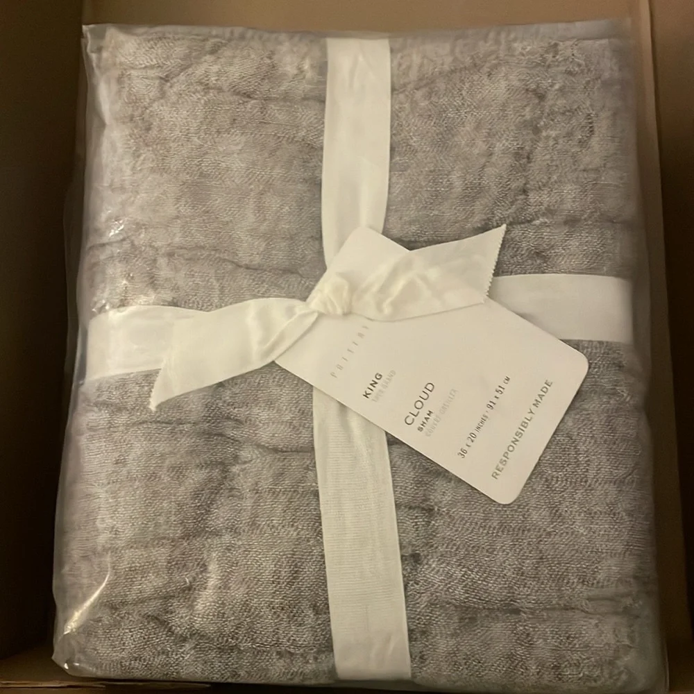 Pottery Barn Cloud Quilted King Sham in Gray